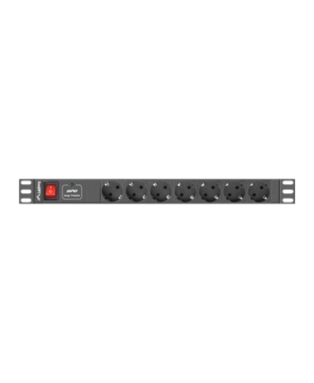 Lanberg | Power Distribution unit (PDU) 19" 1U 10A 2M 7X Schuko Outlets | PDU-07F-0200-IEC-BK