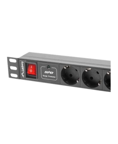Lanberg | Power Distribution unit (PDU) 19" 1U 10A 2M 7X Schuko Outlets | PDU-07F-0200-IEC-BK