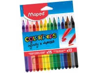 Flomasterių ir nedrožiamų pieštukų rinkinys MAPED Color Peps Jungle+Infinity, 12 ir 15 vnt.