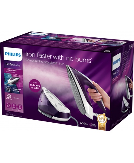 Philips | Ironing System | GC7933/30 PerfectCare Compact Plus | 2400 W | Continuous steam 120 g/min | Purple