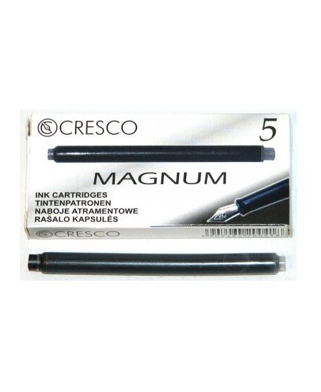 Ilga rašalo kapsulė CRESCO Magnum, juoda, 5 vnt.