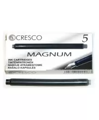 Ilga rašalo kapsulė CRESCO Magnum, juoda, 5 vnt.