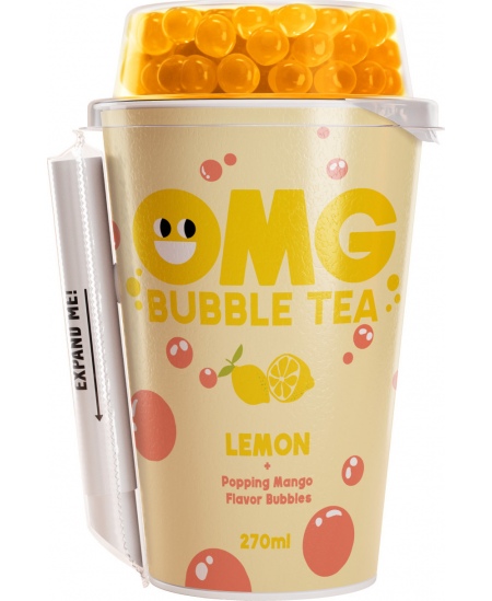 Arbatos gėrimas OMG, citrinų skonio su mango burbuliukais, 270 ml