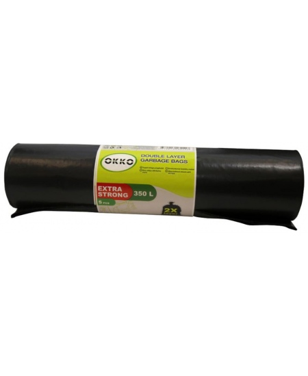 Šiukšlių maišai Okko, 350 litrų, rulone 5 vnt., storis 55 µm, LDPE, juodos sp.