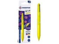 Automatinis 4 spalvų tušinukas OSAMA 4Multi Neon, 1 mm, geltonas korpusas