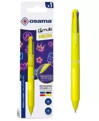 Automatinis 4 spalvų tušinukas OSAMA 4Multi Neon, 1 mm, geltonas korpusas