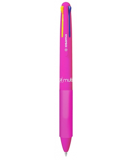 Automatinis 4 spalvų tušinukas OSAMA 4Multi Neon, 1 mm, rožinis korpusas