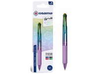 Automatinis 4 spalvų tušinukas OSAMA Rainbow Pastel, 1 mm, įvairių spalvų korpusas
