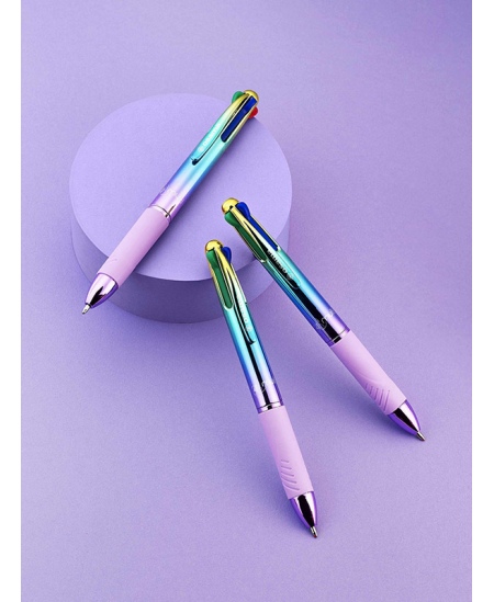 Automatinis 4 spalvų tušinukas OSAMA Rainbow Pastel, 1 mm, įvairių spalvų korpusas