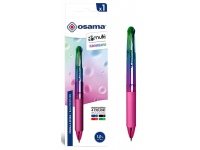Automatinis 4 spalvų tušinukas OSAMA Rainbow, 1 mm, įvairių spalvų korpusas