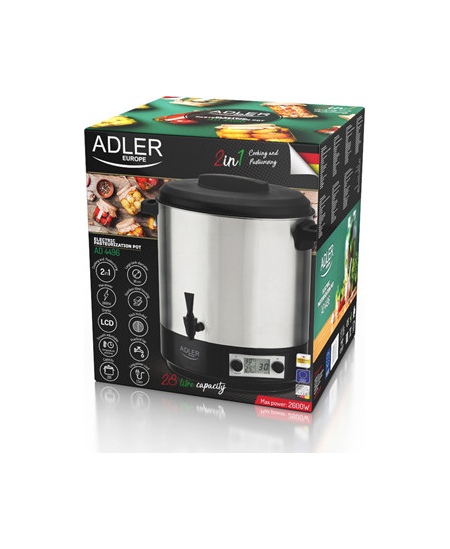 Adler | Electric pot/Cooker | AD 4496 | 2600 W | 28 L | Stainless steel/Black