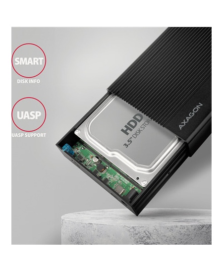 AXAGON Ribbed aluminum USB 3.2 Gen 1 - SATA 6G external box for 3.5" HDD | EE35-GTR