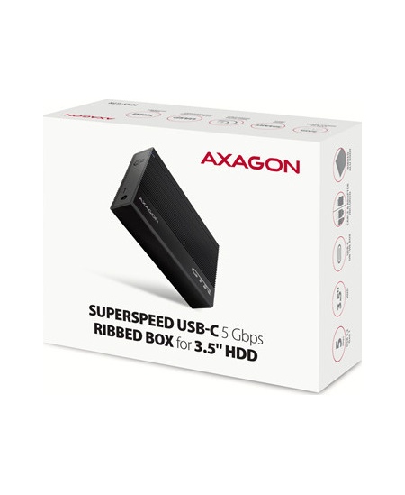 AXAGON Ribbed aluminum USB 3.2 Gen 1 - SATA 6G external box for 3.5" HDD | EE35-GTR