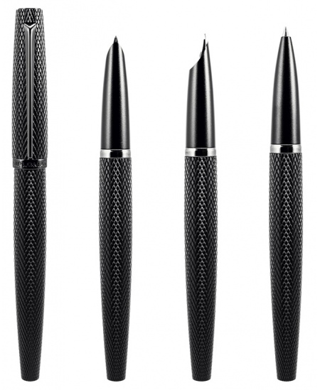 Plunksnakotis DIPLOMAT Viper black guilloche F/M, su juodos spalvos detalėmis