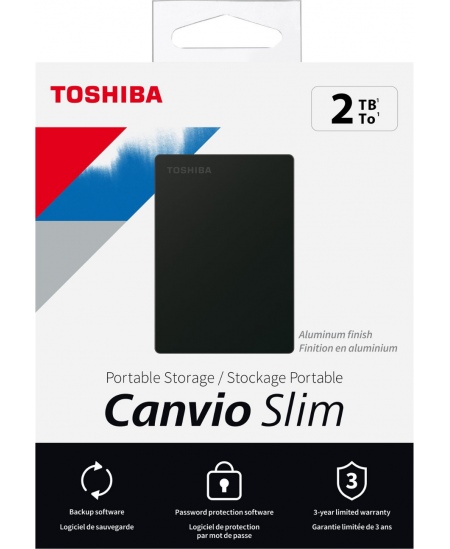 Toshiba Canvio Slim HDTD320EK3EA 2000 GB, 2.5 ",  USB 3.2 Gen1, Black