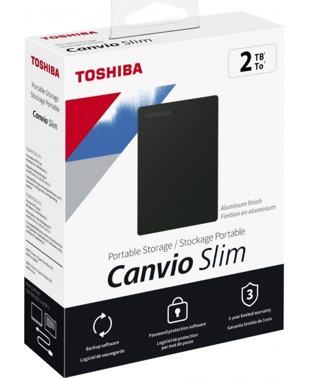 Toshiba Canvio Slim HDTD320EK3EA 2000 GB, 2.5 ",  USB 3.2 Gen1, Black