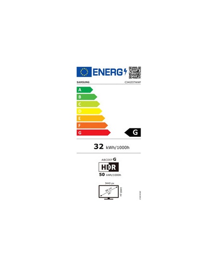 Samsung | Curved Monitor | LC34G55TWWPXEN | 34 " | VA | UWQHD | 21:9 | 165 Hz | 1 ms | 3440 x 1440 | 250 cd/m² | HDMI port