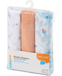 BabyOno vystyklai medvilniniai 3 vnt, oranžiniai 348/09