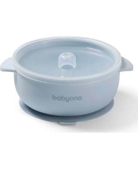 Babyono lėkštutė silikoninė neslystanti su dangteliu mėlyna 1662/01