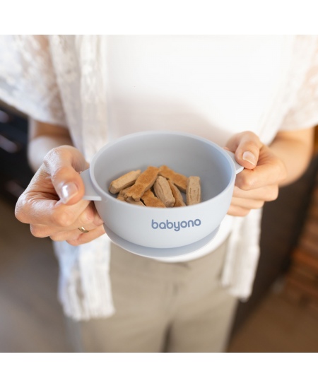 Babyono lėkštutė silikoninė neslystanti su dangteliu mėlyna 1662/01