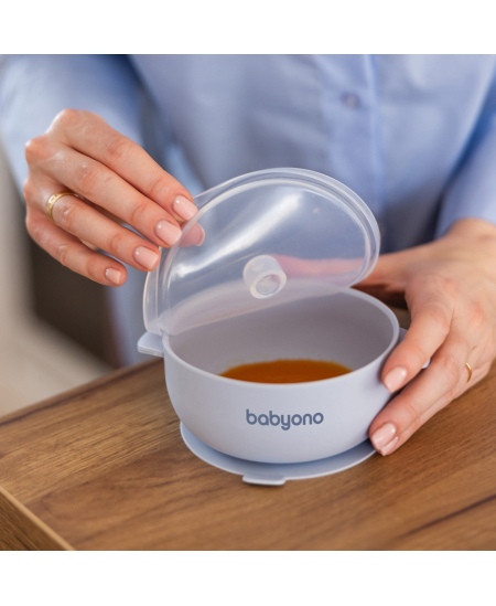 Babyono lėkštutė silikoninė neslystanti su dangteliu mėlyna 1662/01