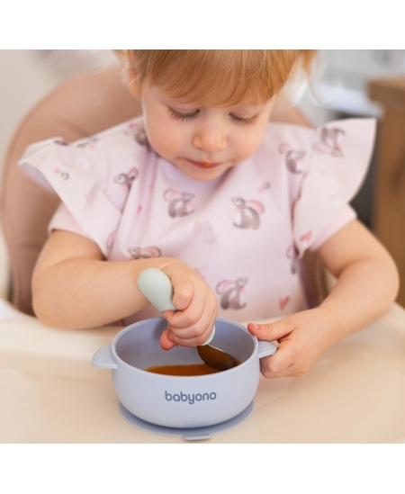 Babyono lėkštutė silikoninė neslystanti su dangteliu mėlyna 1662/01