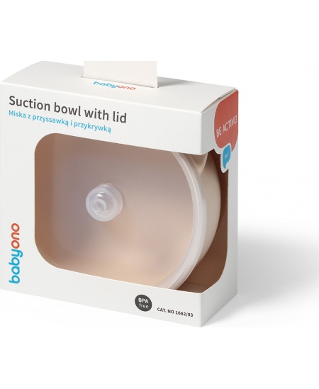 Babyono lėkštutė silikoninė neslystanti su dangteliu kreminė 1662/03