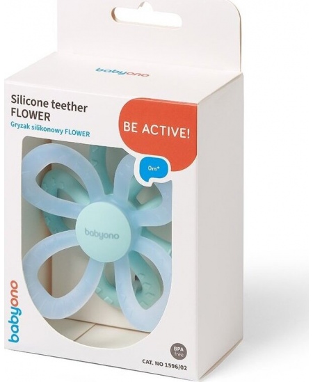 Silikoninis kramtukas BABYONO, gėlė, mėlynas, 1596/02