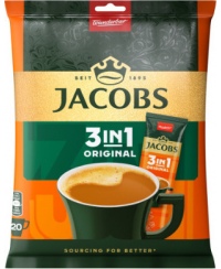 Tirpiosios kavos gėrimas JACOBS Original 3 in 1, maišelis, 20 x 12,6 g