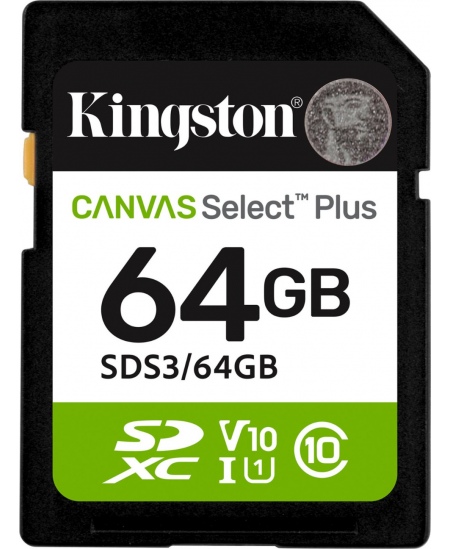 Kingston Select Plus | 64 GB | SD | Flash memory class Class 10, UHS-I, U1/U3, Video Class 10/30
