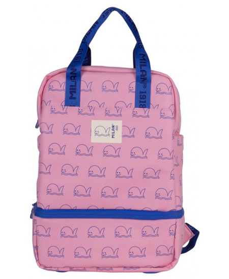 Kuprinė darželinukams MILAN Banginiai, rožinė, su termo skyriumi