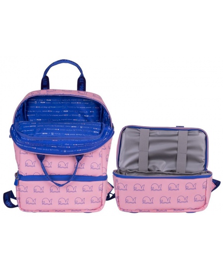 Kuprinė darželinukams MILAN Banginiai, rožinė, su termo skyriumi