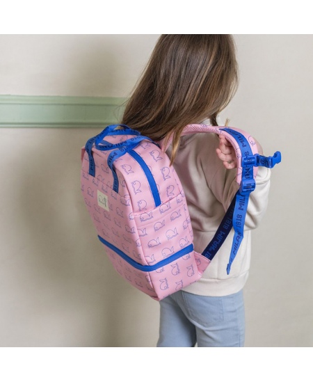 Kuprinė darželinukams MILAN Banginiai, rožinė, su termo skyriumi