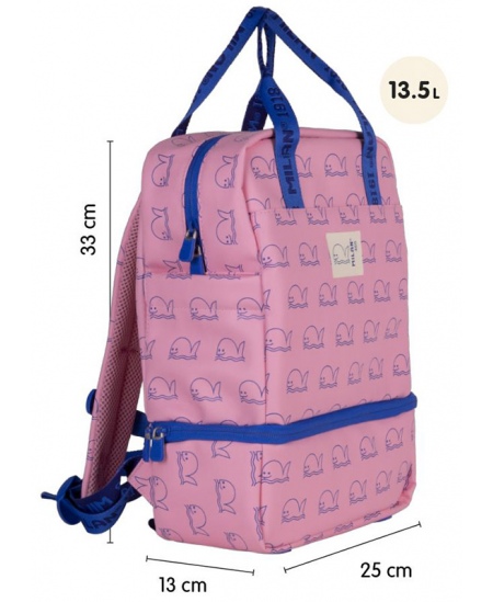 Kuprinė darželinukams MILAN Banginiai, rožinė, su termo skyriumi