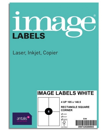 Etiketiniai lipdukai IMAGE 105x148 mm, A4, 4 lipdukai lape, 100 lapų