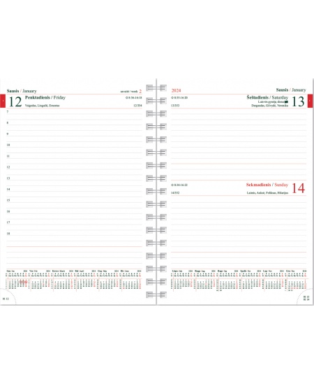 Kalendorius MANAGER Spirex Day 2026 A5, PU FLEX, juoda sp.