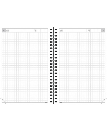 Kalendorius - užrašinė TIMER, su spirale, A5, be datų, 224 lapai, langeliais, kartoniniu viršeliu