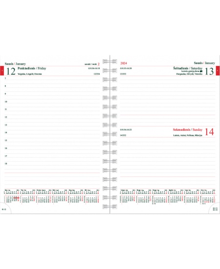 Kalendorius MANAGER Spirex Day 2026, A5, PU FLEX, šviesiai pilkos sp.