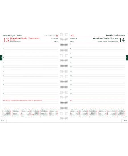 Kalendorius MANAGER Spirex Day 2026, A5, PU FLEX, šviesiai pilkos sp.
