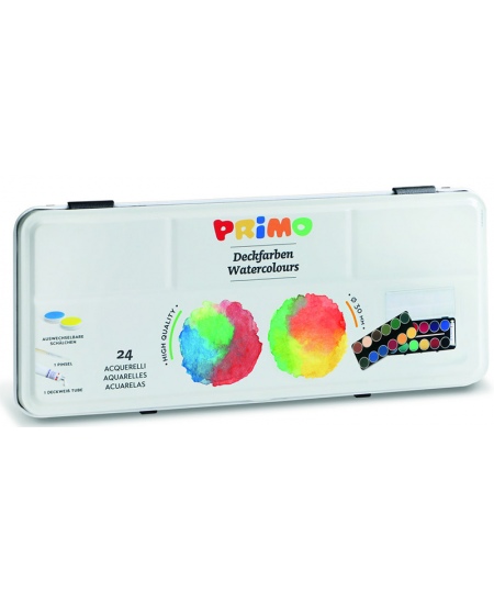Akvarelė PRIMO, 24 spalvų, su teptuku ir tūbele