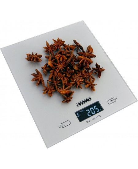 Mesko Kitchen Scales MS 3145 Maximum weight (capacity) 5 kg, Graduation 1 g, Silver, Warranty 24 month(s)