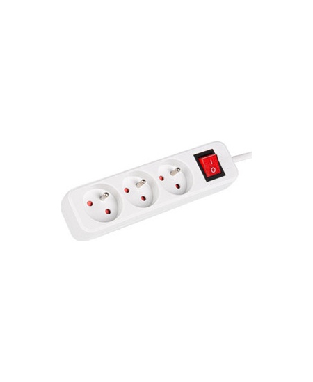 Lanberg Cable Power Strip 3M 3X French Outlets with Switch, Quality-Grade Copper | PS1-03E-0300-W