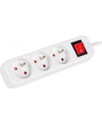 Lanberg Cable Power Strip 3M 3X French Outlets with Switch, Quality-Grade Copper | PS1-03E-0300-W