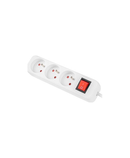 Lanberg Cable Power Strip 3M 3X French Outlets with Switch, Quality-Grade Copper | PS1-03E-0300-W