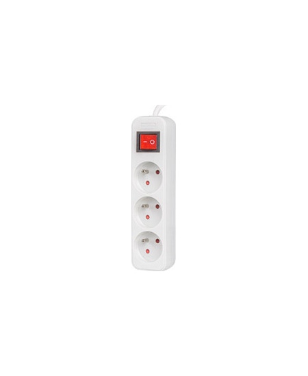 Lanberg Cable Power Strip 3M 3X French Outlets with Switch, Quality-Grade Copper | PS1-03E-0300-W