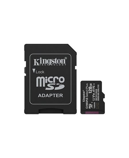 Kingston Canvas Select Plus | 128 GB | microSD | Flash memory class Class 10, UHS-I, U1/U3, video class 10/30, A1