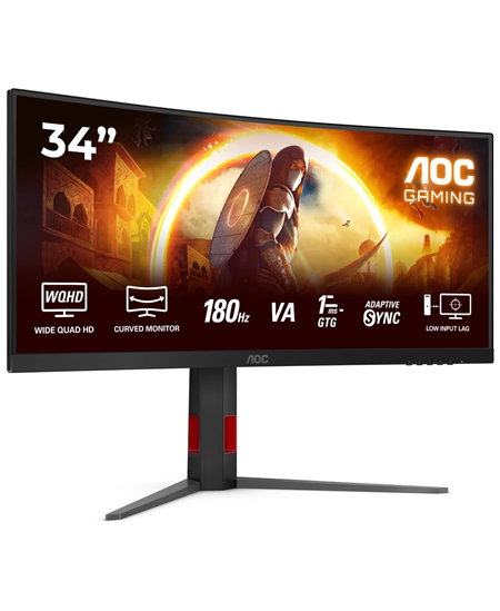 AOC CU34G4 | 34 " | Fast VA | UWQHD | 21:9 | 180 Hz | 1 ms | 3440 x 1440 pixels | 300 cd/m² | HDMI ports quantity 2 | Blac