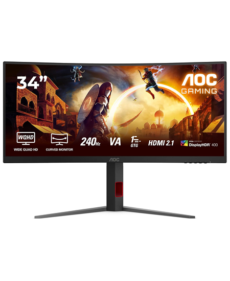 AOC CU34G4 | 34 " | Fast VA | UWQHD | 21:9 | 180 Hz | 1 ms | 3440 x 1440 pixels | 300 cd/m² | HDMI ports quantity 2 | Blac
