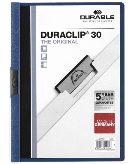 Aplankas su spaustuku DURABLE Duraclip, A4, tamsiai mėlynas