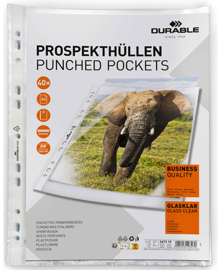 Įmautės DURABLE Business, A4, 48 µm, skaidrios, 40 vnt.